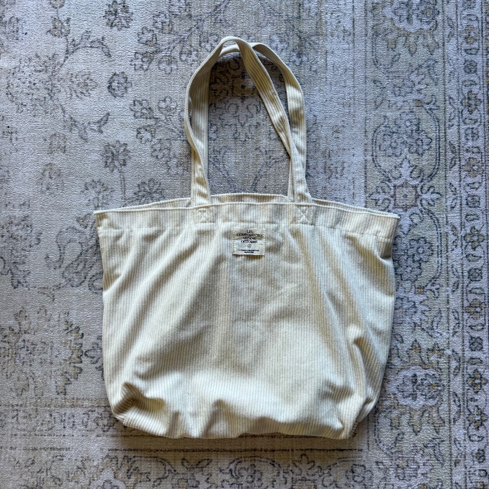 NEW Sezane Corduroy Tote, Ivory